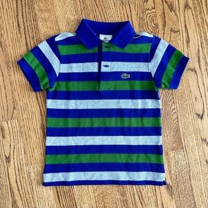 Lacoste Kids Polo Shirt - Blue, Green, and Gray Stripes